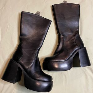 Black platform booties